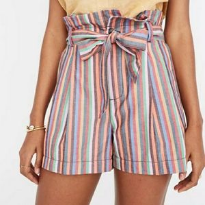 Madewell Paperbag Shorts in Rainbow Stripe Size 8 (A2)